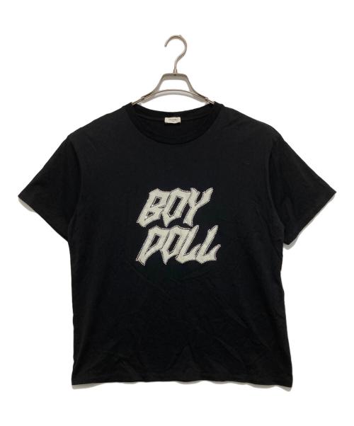 CELINE（セリーヌ）CELINE (セリーヌ) BOY DOLLラインストーンロゴプリントTシャツ ブラック サイズ:XLの古着・服飾アイテム