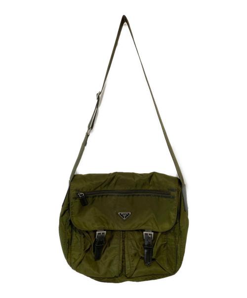 PRADA（プラダ）PRADA (プラダ) ナイロンショルダーバッグ　NYLON SHOULDER BAG　三角プレート　B1738F グリーンの古着・服飾アイテム