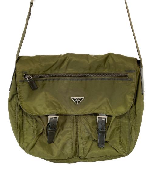 PRADA（プラダ）PRADA (プラダ) ナイロンショルダーバッグ　NYLON SHOULDER BAG　三角プレート　B1738F グリーンの古着・服飾アイテム