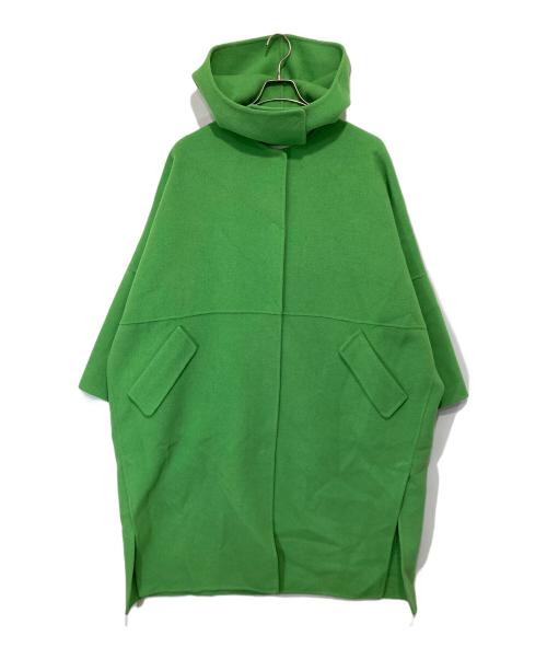 LE CIEL BLEU（ルシェルブルー）LE CIEL BLEU (ルシェルブルー) Hooded Over COAT フーデットオーバーコート 黄緑 サイズ:３６の古着・服飾アイテム