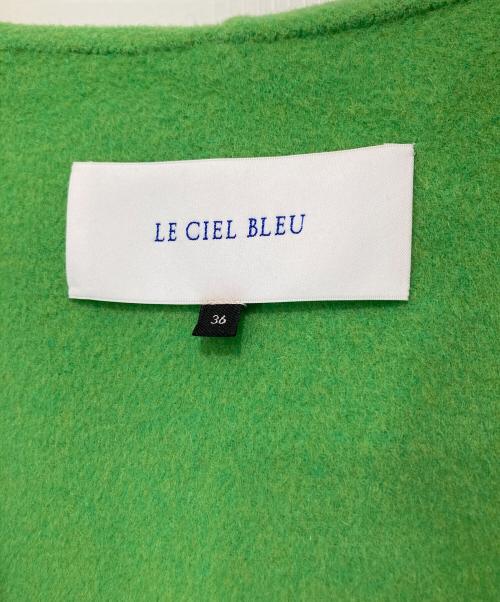 LE CIEL BLEU（ルシェルブルー）LE CIEL BLEU (ルシェルブルー) Hooded Over COAT フーデットオーバーコート 黄緑 サイズ:３６の古着・服飾アイテム