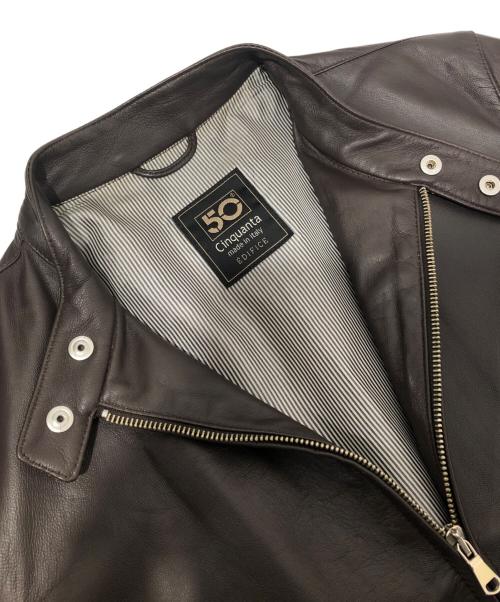 Cinquanta（チンクワンタ）Cinquanta (チンクワンタ) シープスキンシングルライダースジャケット　8310 ブラウン サイズ:46の古着・服飾アイテム