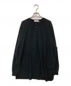 Graphpaperグラフペーパー）の古着「Waffle L/S Henley Neck Tee（ワッフルロングスリーブ ヘンリーネック）　GU231-70318B」｜ブラック