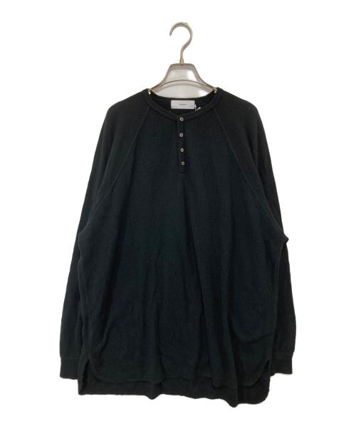 Graphpaper（グラフペーパー）Graphpaper (グラフペーパー) Waffle L/S Henley Neck Tee（ワッフルロングスリーブ ヘンリーネック）　GU231-70318B ブラック サイズ:Fの古着・服飾アイテム