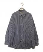 Graphpaperグラフペーパー）の古着「Broad Stripe L/S Oversized Regular Collar Shirt（ブロードストライプ オーバーサイズド レギュラーカラーシャツ）　GM231-50216B」｜ブルー