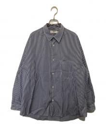 Graphpaper（グラフペーパー）の古着「Broad Stripe L/S Oversized Regular Collar Shirt（ブロードストライプ オーバーサイズド レギュラーカラーシャツ）　GM231-50216B」｜ブルー