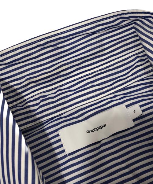 Graphpaper（グラフペーパー）Graphpaper Broad Stripe L/S Oversized Regular Collar Shirt（ブロードストライプ オーバーサイズド レギュラーカラーシャツ）　GM231-50216B ブルー サイズ:Fの古着・服飾アイテム
