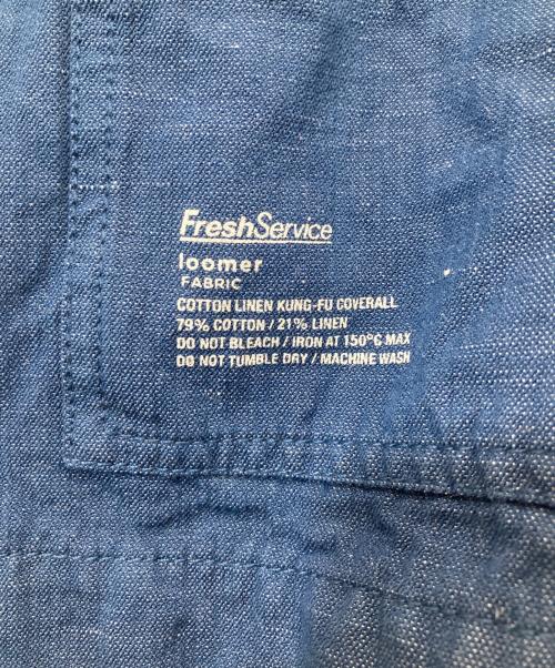 FreshService（フレッシュサービス）FreshService loomer (ルーマー) FABRIC COTTON LINEN KUNG-FU COVERALL（コットンリネンカンフーカバーオール）　FSW-22-CT 163T インディゴ サイズ:Lの古着・服飾アイテム