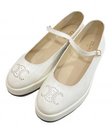 CELINE（セリーヌ）の古着「CLARA WEDGE MARY-JANE フラットシューズ クララウェッジマリージェーン　360794582C.01BC」｜ホワイト
