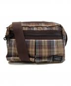 PORTER×COMME des GARCONS HOMMEポーター×コムデギャルソン オム）の古着「COTTON CHECK SHOULDER BAG　コットンチェックショルダーバッグ　24SS HM-K203」｜ブラウン