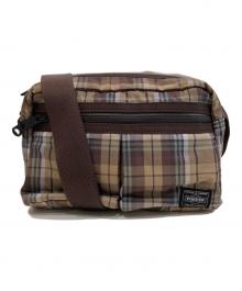 PORTER×COMME des GARCONS HOMME（ポーター×コムデギャルソン オム）の古着「COTTON CHECK SHOULDER BAG　コットンチェックショルダーバッグ　24SS HM-K203」｜ブラウン