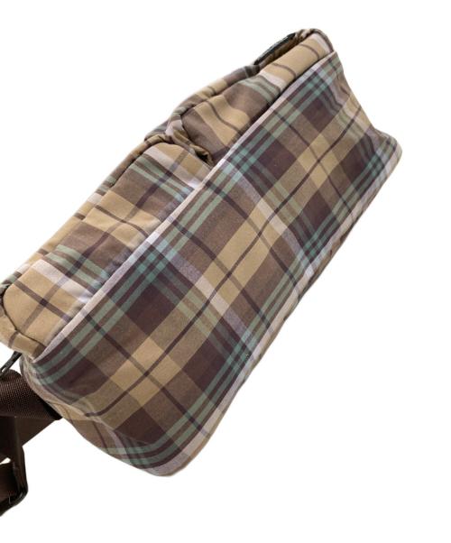 PORTER（ポーター）PORTER (ポーター) COMME des GARCONS HOMME (コムデギャルソン オム) COTTON CHECK SHOULDER BAG　コットンチェックショルダーバッグ　24SS HM-K203 ブラウンの古着・服飾アイテム