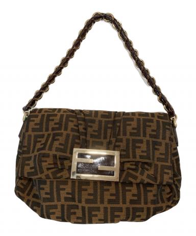 美品 フェンディ FENDI ポーチ ズッカ柄 ブラウン キャンバス地 本物 フェンディ FENDI ズッカ ポーチ 小物入れ キャンバス ブラウン