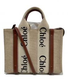 Chloe（クロエ）の古着「Woody スモールトートバッグ　04217565」｜ベージュ×ブラウン