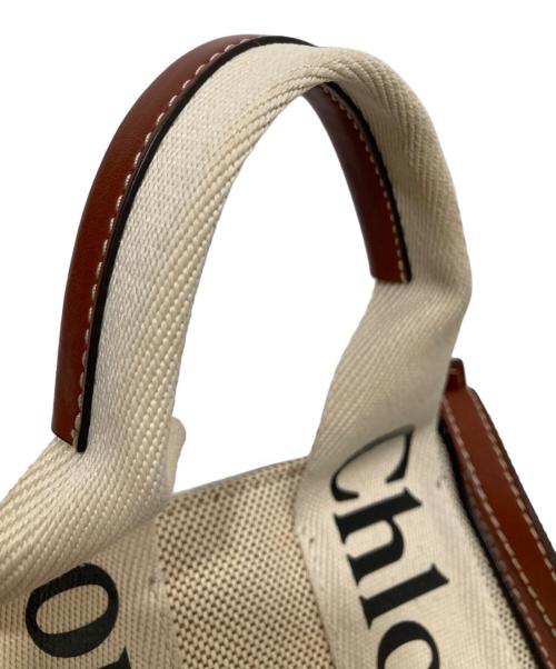 Chloe（クロエ）Chloe (クロエ) Woody スモールトートバッグ　04217565 ベージュ×ブラウンの古着・服飾アイテム