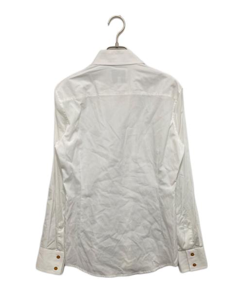 Vivienne Westwood man（ヴィヴィアン ウェストウッド マン）Vivienne Westwood man (ヴィヴィアン ウェストウッド マン) オーブロゴ刺繍アシンメトリーシャツ ホワイト サイズ:44の古着・服飾アイテム
