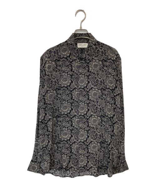 Saint Laurent Paris（サンローランパリ）Saint Laurent Paris (サンローランパリ) ペイズリー柄 シルクシャツ　01SZ 564172 ブラック サイズ:38の古着・服飾アイテム