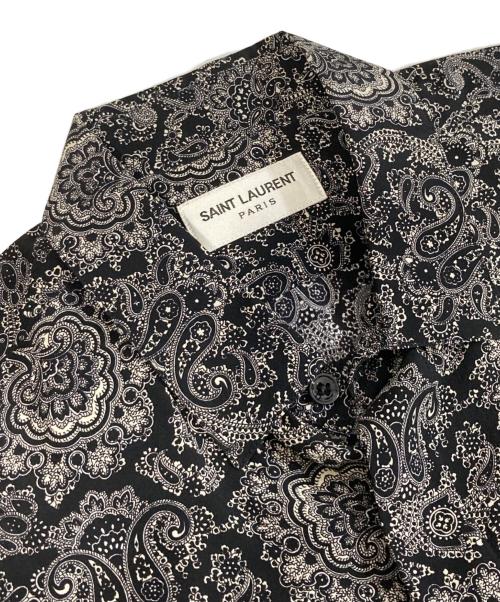 Saint Laurent Paris（サンローランパリ）Saint Laurent Paris (サンローランパリ) ペイズリー柄 シルクシャツ　01SZ 564172 ブラック サイズ:38の古着・服飾アイテム