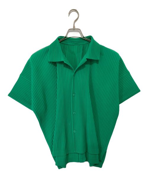 HOMME PLISSE ISSEY MIYAKE（オム プリッセ イッセイ ミヤケ）HOMME PLISSE ISSEY MIYAKE (オム プリッセ イッセイ ミヤケ) プリーツオープンカラーシャツ グリーン サイズ:2の古着・服飾アイテム
