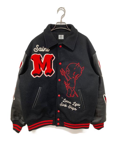 SAINT MICHAEL（セントマイケル）SAINT MICHAEL (セントマイケル) DEVIL Varsity Jacket / デビル バーシティジャケット　22AW	SM-A22-0000-034 ブラック サイズ:Lの古着・服飾アイテム