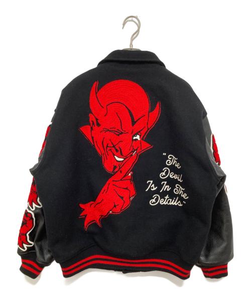 SAINT MICHAEL（セントマイケル）SAINT MICHAEL (セントマイケル) DEVIL Varsity Jacket / デビル バーシティジャケット　22AW	SM-A22-0000-034 ブラック サイズ:Lの古着・服飾アイテム