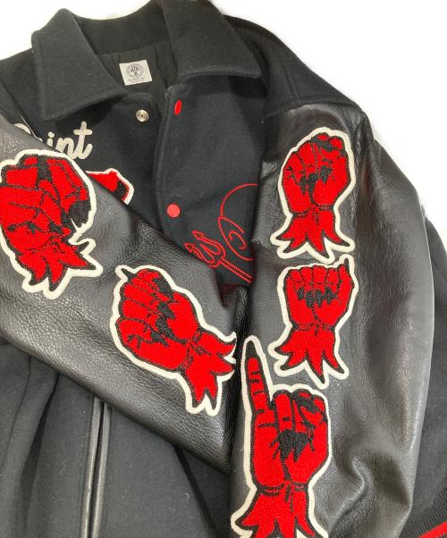 SAINT MICHAEL（セントマイケル）SAINT MICHAEL (セントマイケル) DEVIL Varsity Jacket / デビル バーシティジャケット　22AW	SM-A22-0000-034 ブラック サイズ:Lの古着・服飾アイテム