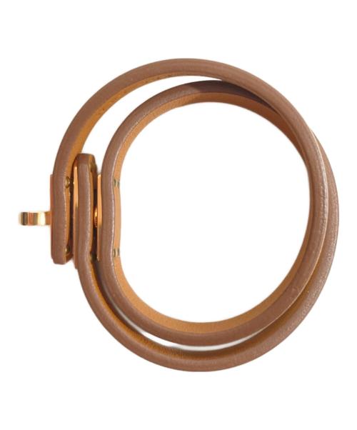HERMES（エルメス）HERMES (エルメス) レザーブレスレット 《ミニ・ケリー》 ドゥブルトゥール　ゴールデンローズ・ナタ　W刻印 ゴールデンローズ・ナタ サイズ:T1の古着・服飾アイテム