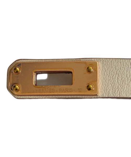 HERMES（エルメス）HERMES (エルメス) レザーブレスレット 《ミニ・ケリー》 ドゥブルトゥール　ゴールデンローズ・ナタ　W刻印 ゴールデンローズ・ナタ サイズ:T1の古着・服飾アイテム