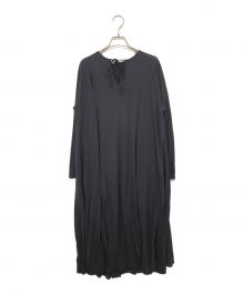 ATON（エイトン）の古着「バック プリーツ ワンピース　6922328」｜ネイビー