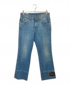GUCCIグッチ）の古着「20SS ロゴパッチウォッシュドフレアデニムパンツ　624242 XDA4I」｜インディゴ