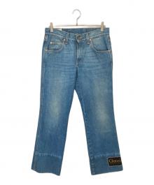 GUCCI（グッチ）の古着「20SS ロゴパッチウォッシュドフレアデニムパンツ　624242 XDA4I」｜インディゴ