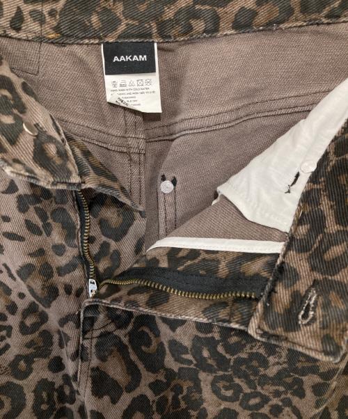 AAKAM（アーカム）AAKAM (アーカム) レオパード柄ワイドデニムパンツ ブラウン サイズ:Lの古着・服飾アイテム