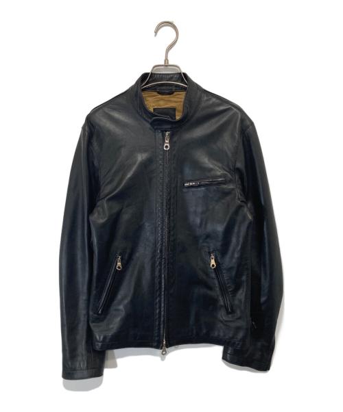 Cinquanta（チンクワンタ）Cinquanta (チンクワンタ) ラムレザー スタンドカラーシングルライダース ジャケット　H-502/1 ブラック サイズ:48の古着・服飾アイテム