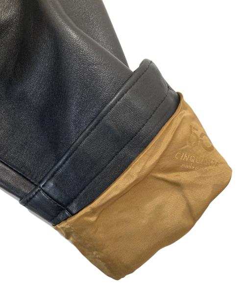 Cinquanta（チンクワンタ）Cinquanta (チンクワンタ) ラムレザー スタンドカラーシングルライダース ジャケット　H-502/1 ブラック サイズ:48の古着・服飾アイテム
