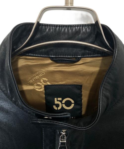 Cinquanta（チンクワンタ）Cinquanta (チンクワンタ) ラムレザー スタンドカラーシングルライダース ジャケット　H-502/1 ブラック サイズ:48の古着・服飾アイテム