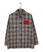 Vivienne Westwood manヴィヴィアン ウェストウッド マン）の古着「ロゴチェックシャツジャケット　LOGO CHECK SHIRTS JACKET オーブ」｜グレー