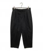 STEVEN ALANスティーブンアラン）の古着「ドリル インツープリーツ ドレストラウザーズ　8114-177-1118」｜ブラック