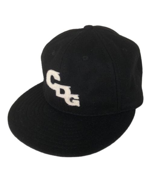 CDG（シーディージー）CDG (シーディージー) EBBETS FIELD FLANNELS (エベッツフィールドフランネルズ) 別注 CDG COMME des GARCONS ロゴウールキャップ コムデギャルソン SZ-K604  ブラックの古着・服飾アイテム