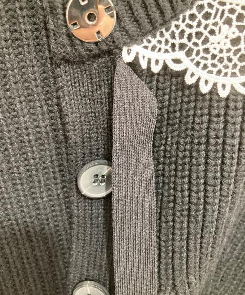 SELF PORTRAIT（セルフ ポートレイト）SELF PORTRAIT (セルフ ポートレイト) レースカラー クルーネックカーディガン ブラック サイズ:Sの古着・服飾アイテム