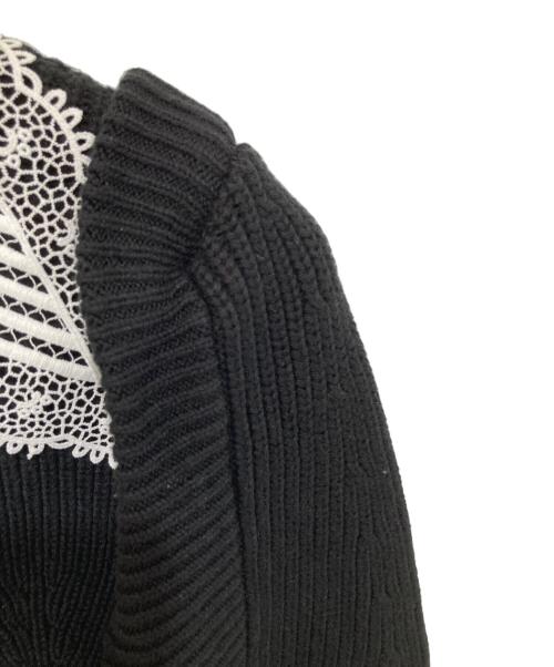 SELF PORTRAIT（セルフ ポートレイト）SELF PORTRAIT (セルフ ポートレイト) レースカラー クルーネックカーディガン ブラック サイズ:Sの古着・服飾アイテム