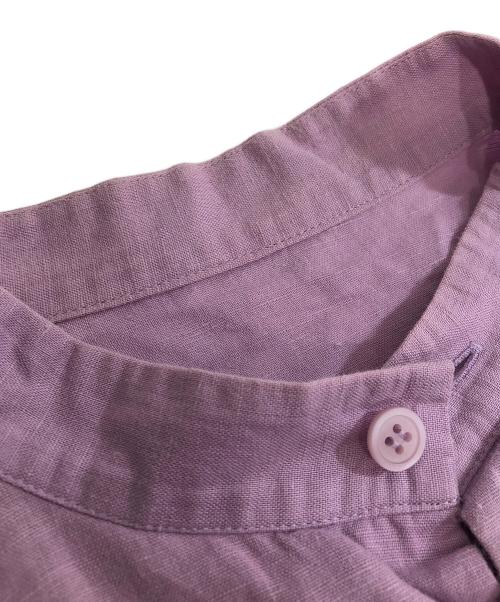 HOMME PLISSE ISSEY MIYAKE（オム プリッセ イッセイ ミヤケ）HOMME PLISSE ISSEY MIYAKE (オム プリッセ イッセイ ミヤケ) スタンドカラー ドルマンショートスリーブ リネンシャツ　HP12FJ017 ラベンダー サイズ:2の古着・服飾アイテム