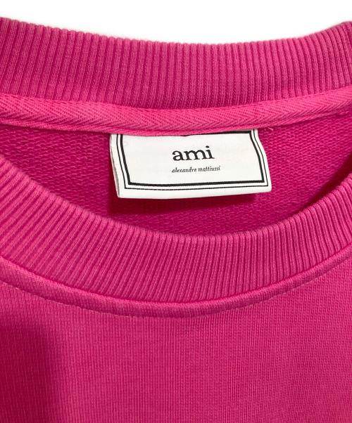 AMI Alexandre Mattiussi（アミアレクサンドルマテュッシ）AMI Alexandre Mattiussi (アミアレクサンドルマテュッシ) Small Heart Embroidery Sweatshirt（スモールハートロゴ刺繍スウェット）　E20HJ007.730 ピンク サイズ:Lの古着・服飾アイテム