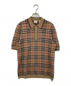 BURBERRY LONDONバーバリーロンドン）の古着「ノバチェック ニット S/S ポロシャツ　ニットポロ　8017005」｜ブラウン