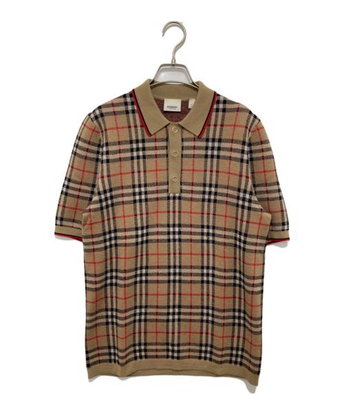 BURBERRY LONDON（バーバリーロンドン）BURBERRY LONDON (バーバリーロンドン) ノバチェック ニット S/S ポロシャツ　ニットポロ　8017005 ブラウン サイズ:Sの古着・服飾アイテム