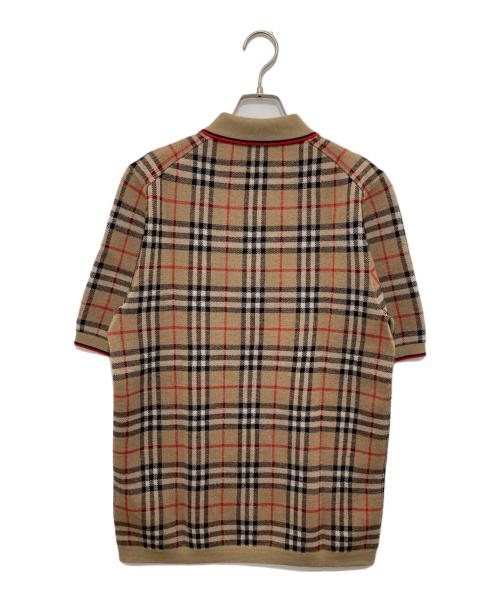 BURBERRY LONDON（バーバリーロンドン）BURBERRY LONDON (バーバリーロンドン) ノバチェック ニット S/S ポロシャツ　ニットポロ　8017005 ブラウン サイズ:Sの古着・服飾アイテム