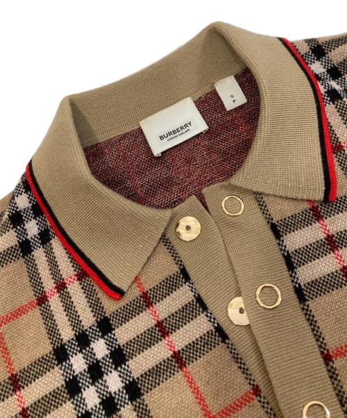 BURBERRY LONDON（バーバリーロンドン）BURBERRY LONDON (バーバリーロンドン) ノバチェック ニット S/S ポロシャツ　ニットポロ　8017005 ブラウン サイズ:Sの古着・服飾アイテム