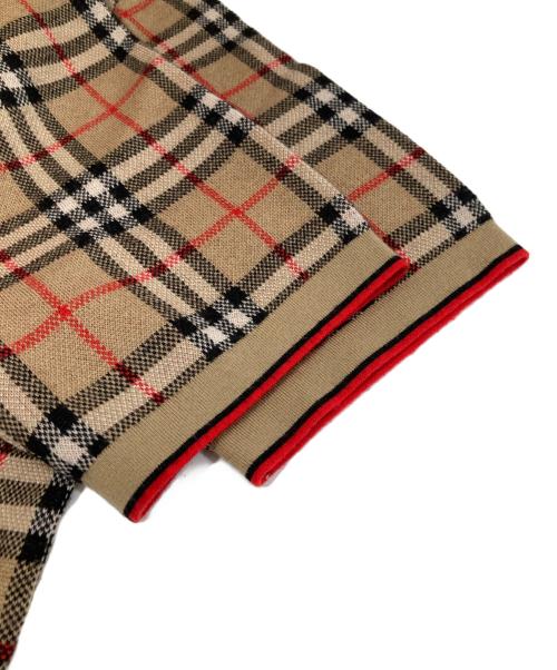 BURBERRY LONDON（バーバリーロンドン）BURBERRY LONDON (バーバリーロンドン) ノバチェック ニット S/S ポロシャツ　ニットポロ　8017005 ブラウン サイズ:Sの古着・服飾アイテム