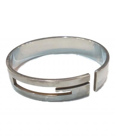 グッチ GUCCI Gカットアウト プレート バングル　SV925 中古・古着通販】GUCCI (グッチ) カットアウト Gロゴ ラージ バングル