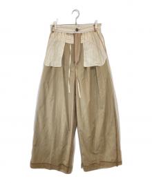 MAISON SPECIAL（メゾンスペシャル）の古着「Tulle Layered Slacks チュールレイヤードスラックス」｜ベージュ