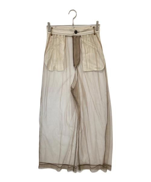 MAISON SPECIAL（メゾンスペシャル）MAISON SPECIAL (メゾンスペシャル) Tulle Layered Slacks チュールレイヤードスラックス ベージュ サイズ:36の古着・服飾アイテム